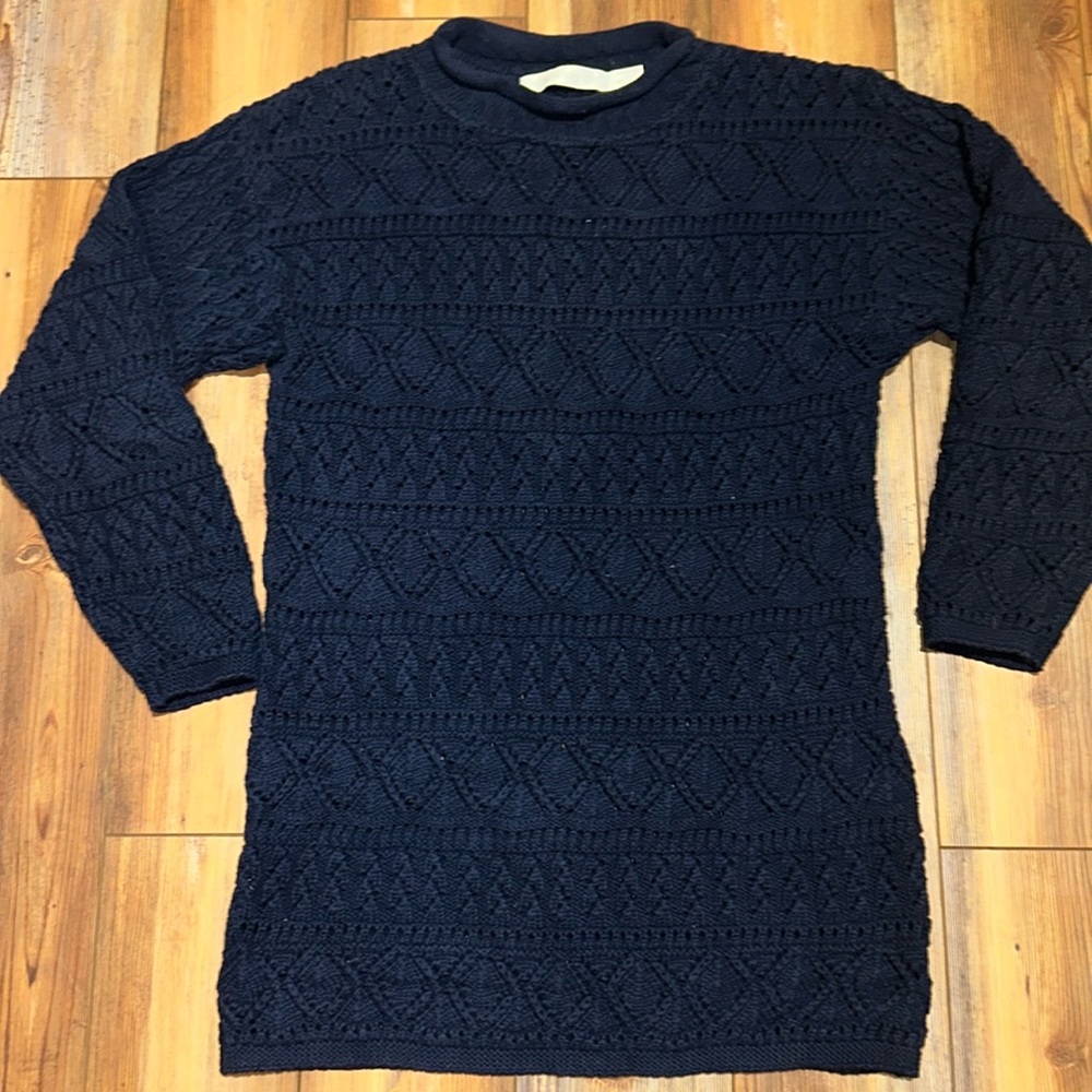 American Knitworks size small 100% cotton navy sweater dress